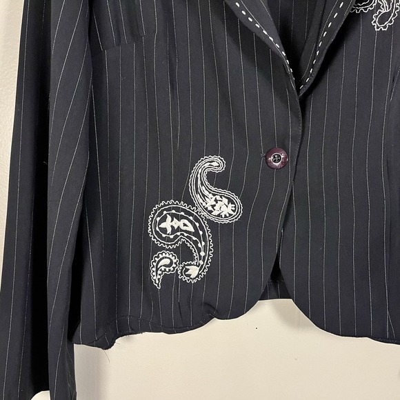 Vintage Women's 90s Blazer Monica Rachel Paisley Pinstripe Work Office Size 14 - Picture 2 of 8